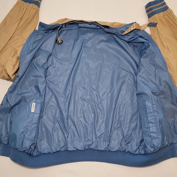 Vintage Windbreaker Tan and Blue Reversible Bomber Zip Up Jacket Mens Size XL - Picture 12 of 16